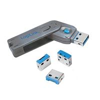 Logilink USB-poort voor veiligheidsslot, grijs, 1x sleutel, 4x sloten
