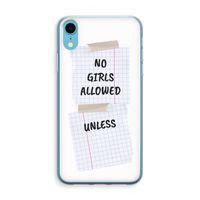 No Girls Allowed Unless: iPhone XR Transparant Hoesje - thumbnail