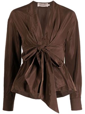 Silvia Tcherassi Blouse met striksluiting - Bruin