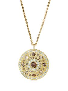 De Beers Jewellers 18kt yellow gold Talisman Large Medal diamond pendant necklace - Or