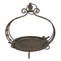 Clayre & Eef Vogelvoederhuisje Ø 25x38 cm Groen Bruin Ijzer Vogel Voerbak Vogel