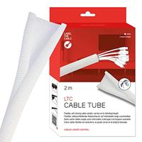 LABEL THE CABLE Stevige Kabelgoot - Zelfsluitende, op Maat Gesneden Flexibele Kabelfodral voor Perfect Kabelmanagment - LTC CABLE TUBE - 2 m - Wit - LTC 5120