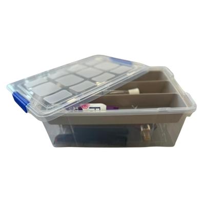 Beautycase opbergbox - 9L - 26 x 37 x 14 cm - met vakverdeling tray - bruin - Make-up/sieraden Beautycase opbergbox - 9L - 26 x 37 x 14 cm - met vakverdeling tray - bruin - Make-up/sieraden