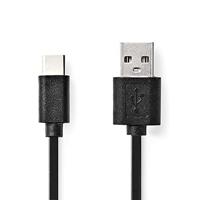 NEDIS USB-kabel | USB 2.0 | USB-A stekker | USB Type-C ™ stekker | 480 Mbps | 60 W | vernikkeld | rond | PVC | zwart | blister 2.00 m 2.00 m