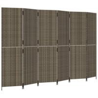 vidaXL Kamerscherm 6 panelen poly rattan grijs, privacy scherm, kamerverdeler, kamer scherm, privacyscherm, ruimteverdeler, kamer verdeler