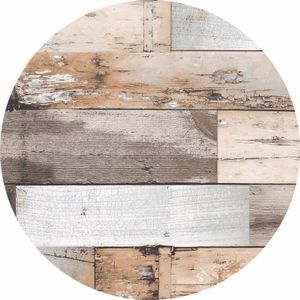 Bruine tafelkleden/tafelzeilen hout print 160 cm rond   -