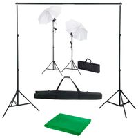 VidaXL Fotostudioset met achtergrond, lampen en paraplu&apos;s - thumbnail