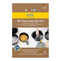 NoStik Ronde luchtfriteuse voering van siliconen glasvezel (set van 2) – op maat te snijden, herbruikbaar, PTFE- en PFOA-vrij, net- en platte matten voor optimale luchtcirculatie,