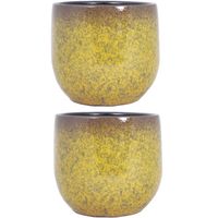 2x stuks bloempot goud geel flakes keramiek voor kamerplant H17 x D19 cm - thumbnail