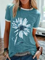 Casual Floral Printed Tee Shirt Top