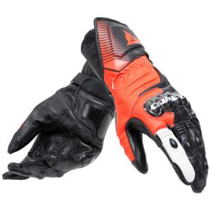 DAINESE Carbon 4 Long, Race motorhandschoenen, Zwart-Fluo Rood-Wit