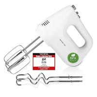 EMERIO HM-124178 Elektrische handmixer, handmixer, handmixer met 250 watt, 6 snelheden en turboknop, extra lange garde, kneedhaak van roestvrij staal, geschikt voor vaatwasser, BPA-vrij
