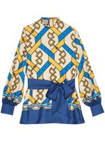 Gucci Horsebit-print long-sleeve silk shirt - Jaune - thumbnail