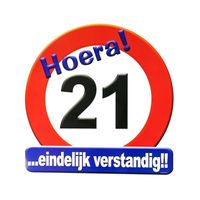 Hulde stopbord 21 jaar verjaardags cadeau/versiering