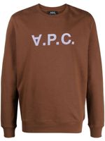 A.P.C. sweat en coton à logo imprimé - Marron