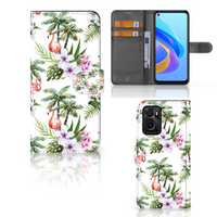 OPPO A76 | A96 Telefoonhoesje met Pasjes Flamingo Palms - thumbnail