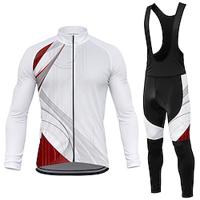 Voor heren Wielrenshirt met strakke wielrenbroek Lange mouw Bergracen Wegwielrennen Wit Rood Blauw Fietsen Spandex Sport Geometrisch Kleding Lightinthebox