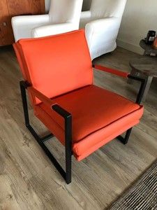 Leren fauteuil met stalen frame - oranje leer - Echt leer, Industrieel, ontdek de vele Leersoorten en Kleuren bij ShopX