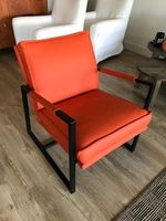 Leren fauteuil met stalen frame - oranje leer - Echt leer, Industrieel, ontdek de vele Leersoorten en Kleuren bij ShopX - thumbnail