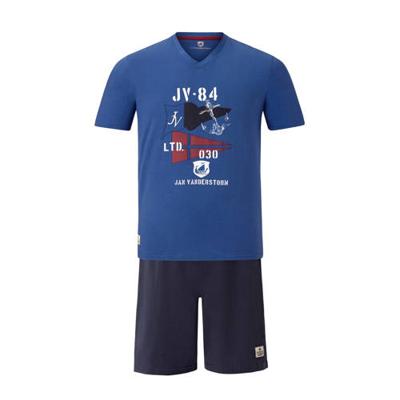 Jan Vanderstorm Plus Size shortama BENGT met printopdruk blauw Jan Vanderstorm Plus Size shortama BENGT met printopdruk blauw