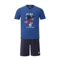 Jan Vanderstorm Plus Size shortama BENGT met printopdruk blauw