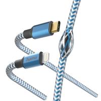 Hama Oplaadkabel, reflecterende USB C naar Lightning, nylon, 1,5 m (iPhone-oplaadkabel, Lightning-kabel, iPhone 14 13 12 11 Pro Max Plus Mini SE XS Max XR X 8 7, iPad Pro Air Mini, MFI-gecertificeerd)