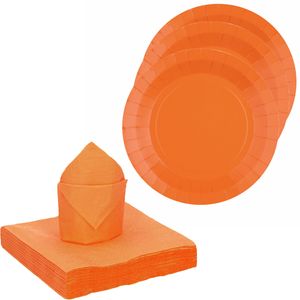 Santex 10x taart/gebak bordjes/25x servetten - oranje