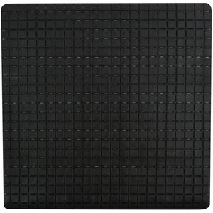 Douche/bad anti-slip mat badkamer - rubber - zwart - 54 x 54 cm - vierkant