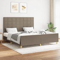 vidaXL Bedframe met hoofdeinde stof taupe 160x200 cm, bed, ledikant, tweepersoonsbed, slaapmeubel, bedbodem, bedden, slaapmeubels, slaapmeubelen