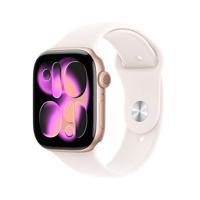 Apple Watch Series 11 GPS 46 mm Smartwatch met kast van roségoudkleurig aluminium, rosé sportbandje (S/M). Slaapscore, conditie bijhouden, gezondheid monitoren, Always‑On display, waterbestendig