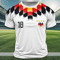 Voetbal Duitse vlag Buiten Sportkleding Voor heren 3D-afdrukken T-shirt T-shirt Wit Korte mouw Strakke ronde hals Overhemd Zomer Lente Kleding S M L XL XXL XXXL Lightinthebox