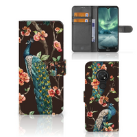 Nokia 7.2 | Nokia 6.2 Telefoonhoesje met Pasjes Pauw met Bloemen - thumbnail