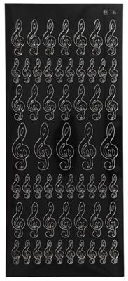 Creotime stickers muzieksleutels 10 x 23 cm zwart