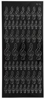 Creotime stickers muzieksleutels 10 x 23 cm zwart