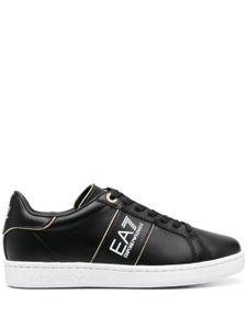 Ea7 Emporio Armani baskets en cuir à logo imprimé - Noir