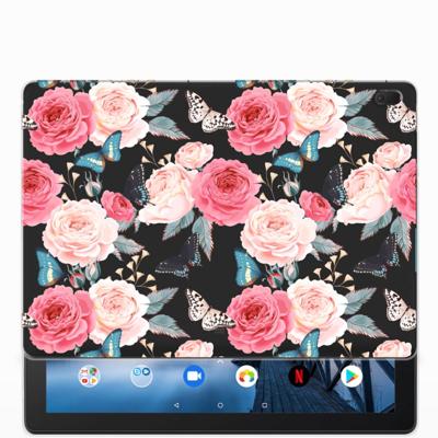 Lenovo Tab E10 Siliconen Hoesje Butterfly Roses Lenovo Tab E10 Siliconen Hoesje Butterfly Roses