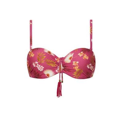 Cyell gebloemde strapless bandeau bikinitop roze/geel/bruin Cyell gebloemde strapless bandeau bikinitop roze/geel/bruin