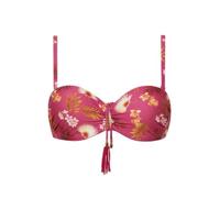 Cyell gebloemde strapless bandeau bikinitop roze/geel/bruin