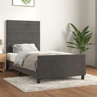 vidaXL Bedframe met hoofdeinde fluweel donkergrijs 80x200 cm, bed, ledikant, tweepersoonsbed, slaapmeubel, bedbodem, bedden, slaapmeubels