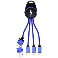 Smrter USB-laadkabel USB 2.0 Apple Lightning stekker, USB-A stekker, USB-C stekker, USB-micro-B stekker 0.15 m Blauw Aluminium-stekker, Met OTG-functie, - thumbnail