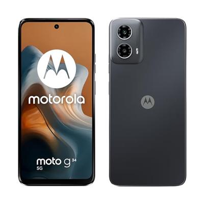 Motorola Moto G34 Smartphone (6,55 inch HD+ Display, 50 MP Camera, 4/128GB, 5000 mAh batterij, Android 14) Houtskoolzwart