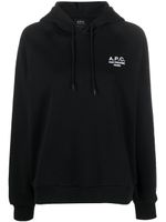 A.P.C. hoodie en coton à logo brodé - Noir