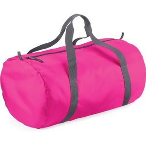 Fuchsia roze ronde polyester sporttas/weekendtas 32 liter