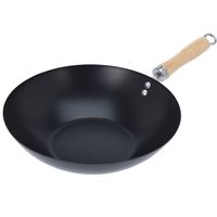 Excellent Houseware Wok/hapjes/bak pan met antiaanbaklaag - staal - D30 cm