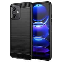 Xiaomi Redmi Note 12/Poco X5 Geborsteld TPU Hoesje - Koolstofvezel - Zwart