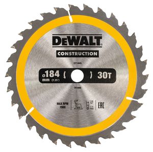 DeWalt Accessoires Cirkelzaagblad 184x16x30t, positief 10°, kerf 2,6mm - DT1940-QZ