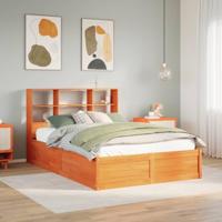 vidaXL Bedframe zonder matras massief grenenhout wasbruin 135x190 cm, bed, bed ombouw, boxspring, bedbodem, slaapkamermeubel, twijfelaar bed