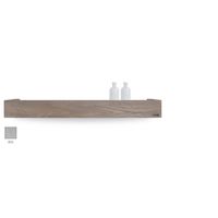 Looox Wooden Shelf BoX 90 cm, massief eiken old grey, bodemplaat geborsteld rvs