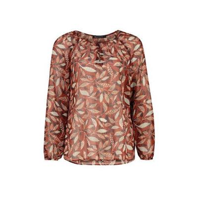 Expresso top met all over print roodbruin