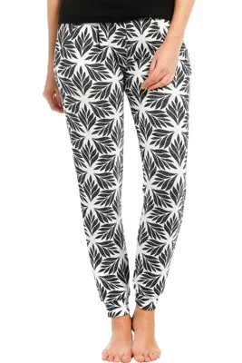 24/7 lange pyjamabroek / legging dames - NOS - Leaves - M - Wit - M - M - M